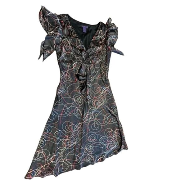 "METAPHOR" V Neck Babydoll Flutter Sleeve Dress SZ 8 Y2K Whimsigoth Dark Fairy - Picture 7 of 8